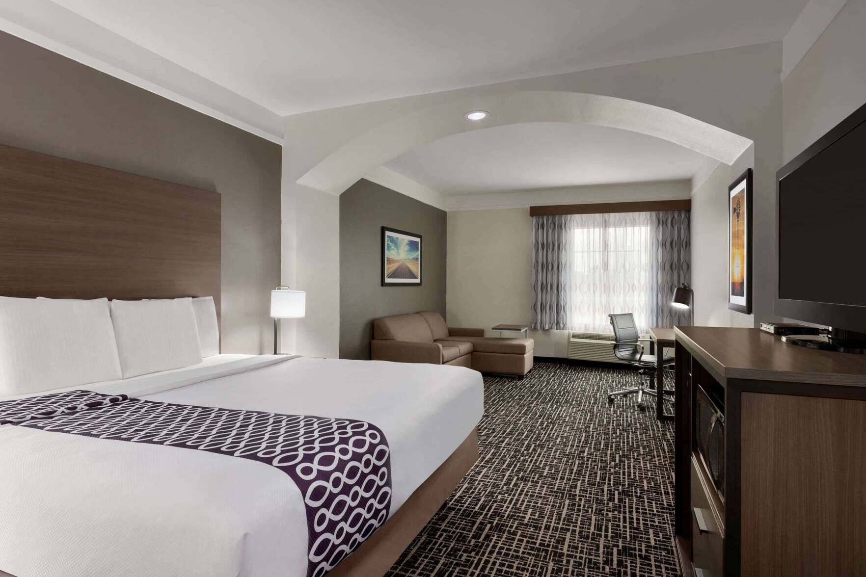 Premium bedding, desk, blackout drapes, iron/ironing board