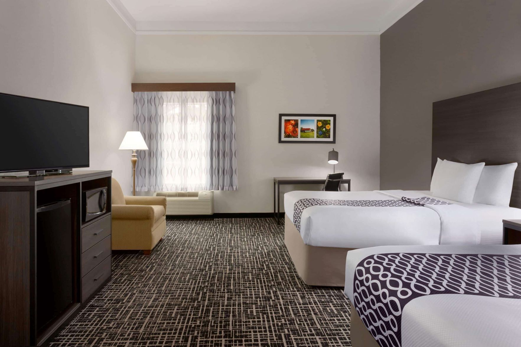 Premium bedding, desk, blackout drapes, iron/ironing board