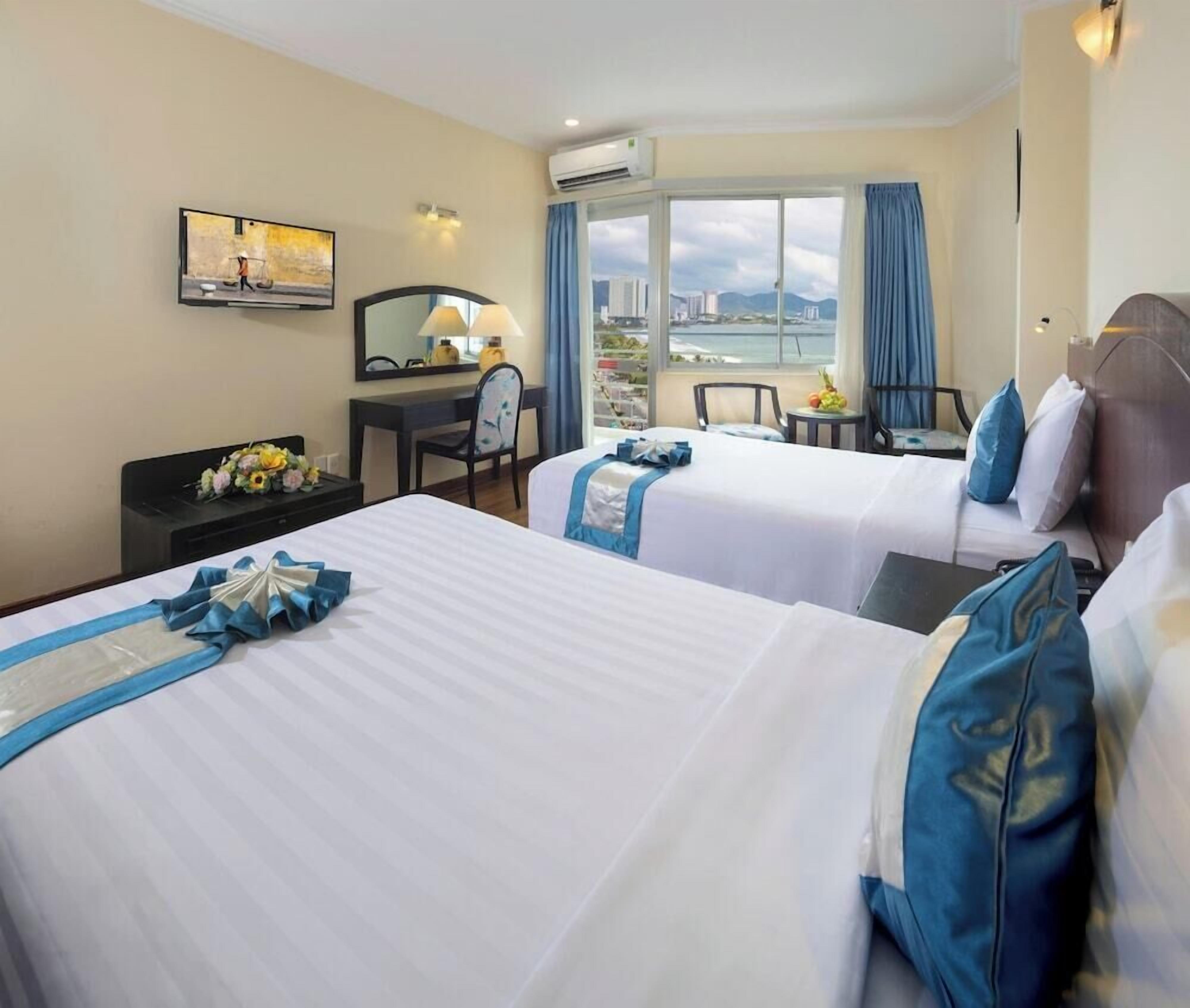 Memory-foam beds, minibar, in-room safe, desk