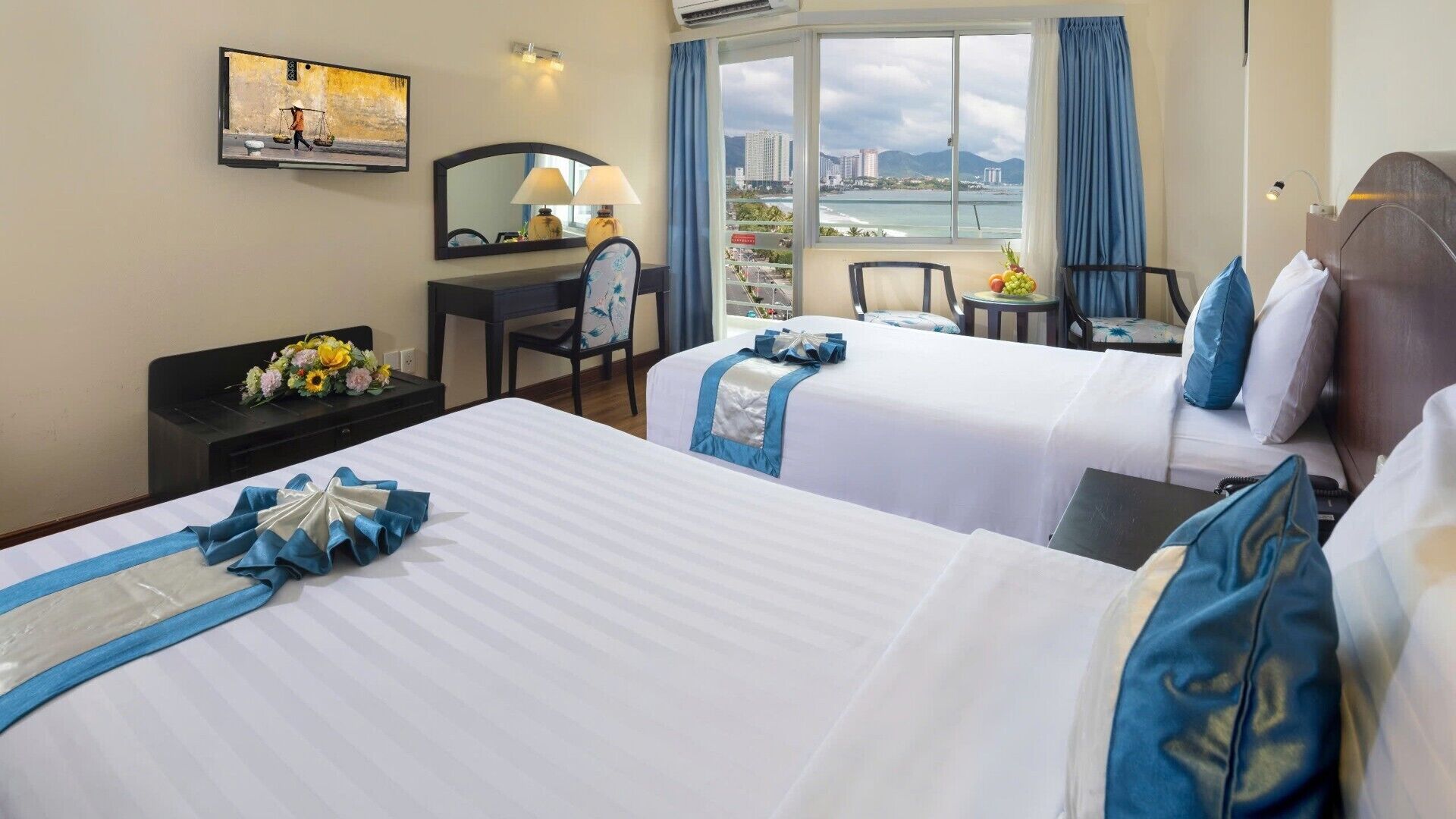 Memory-foam beds, minibar, in-room safe, desk