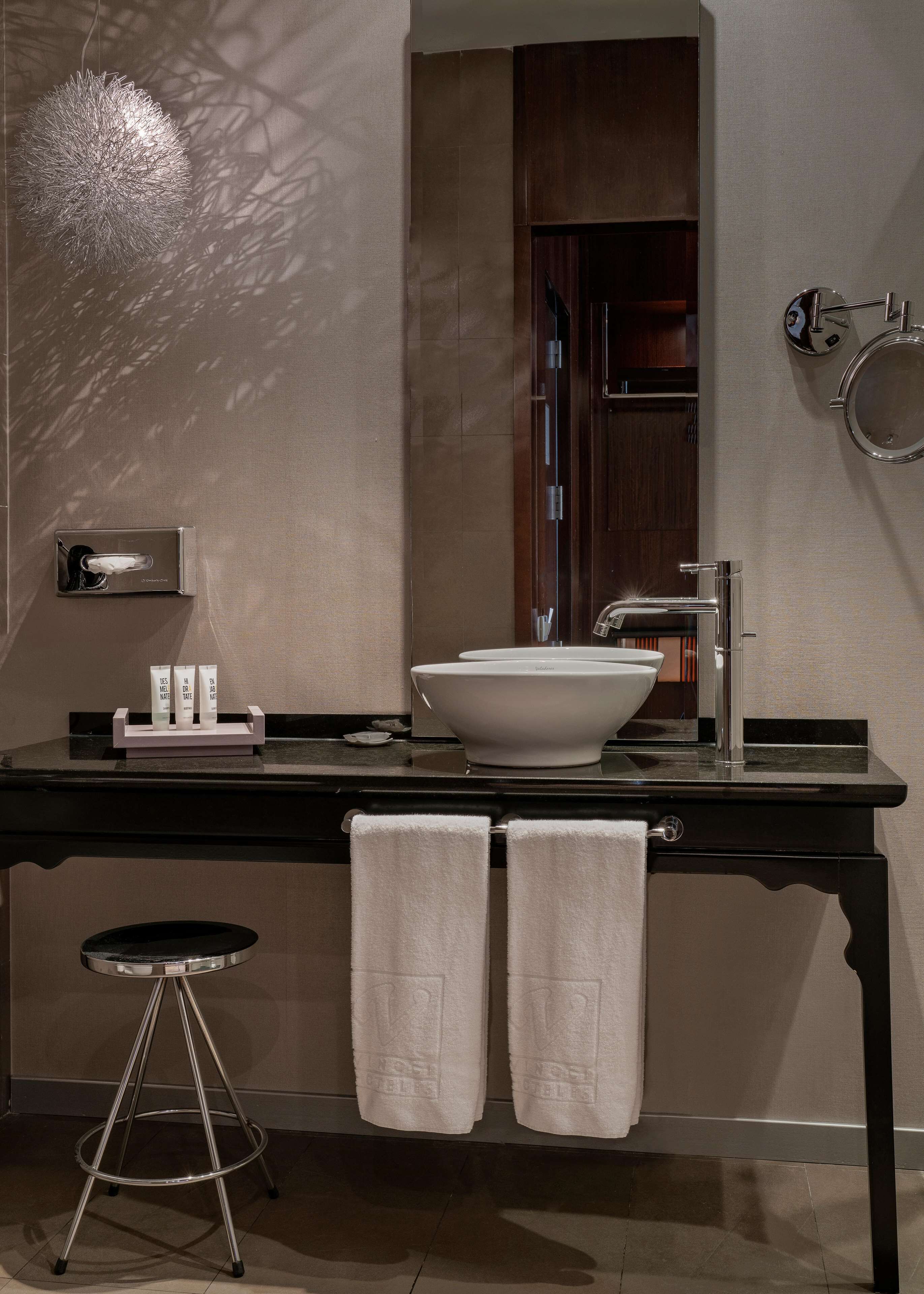 free toiletries, hair dryer, towels