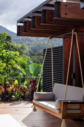 Chato Suite with Private Pool 1 King Bed | Living area | 55-inch Smart TV with digital channels, tablet - Arenal Manoa & Hot Springs Resort (La Fortuna)