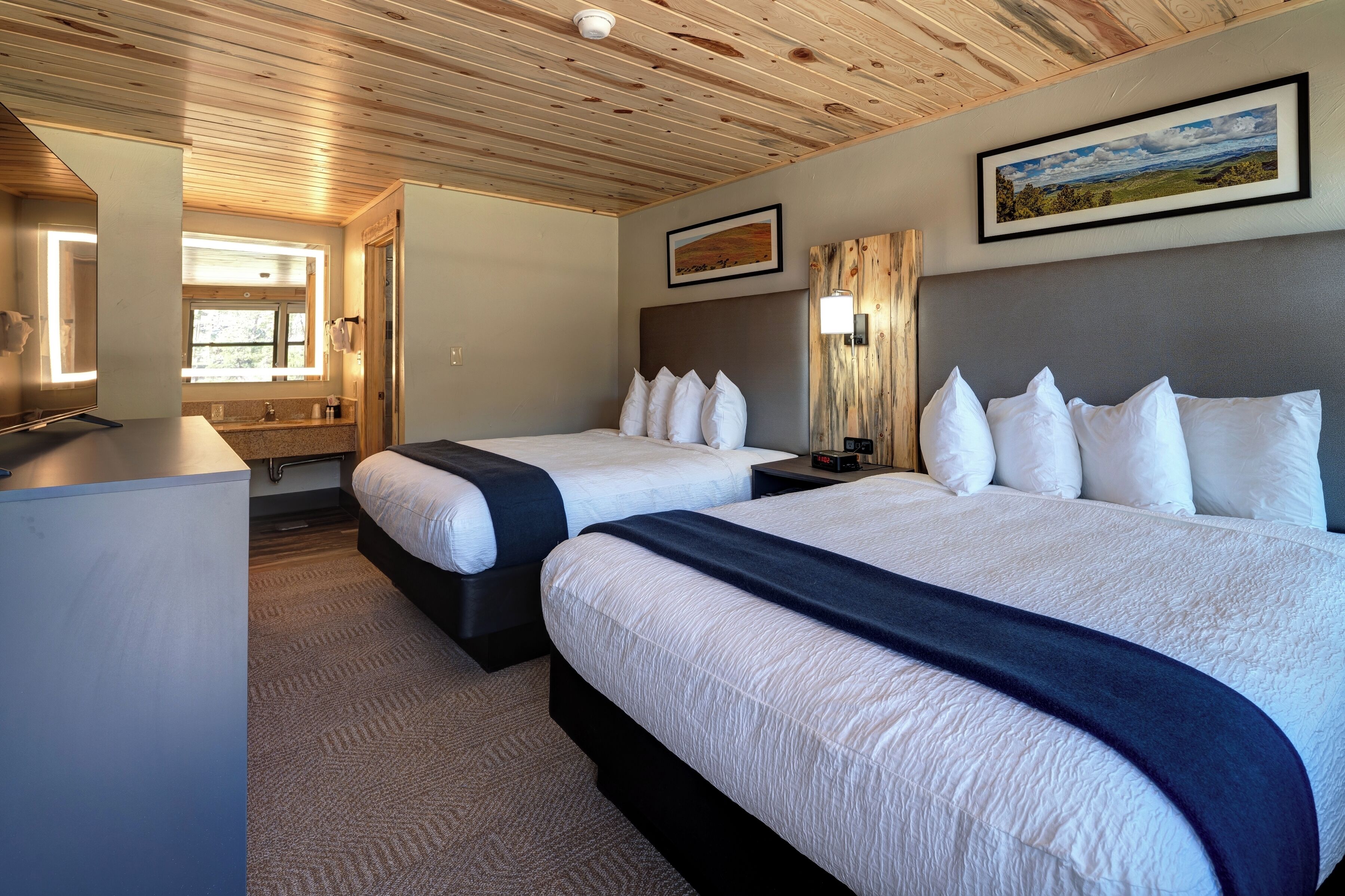 classic room, 2 queen beds, refrigerator & microwave, park view | pillow-top beds, iron/ironing board, free wifi, bed sheets