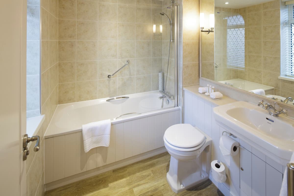 free toiletries, hair dryer, bathrobes, towels