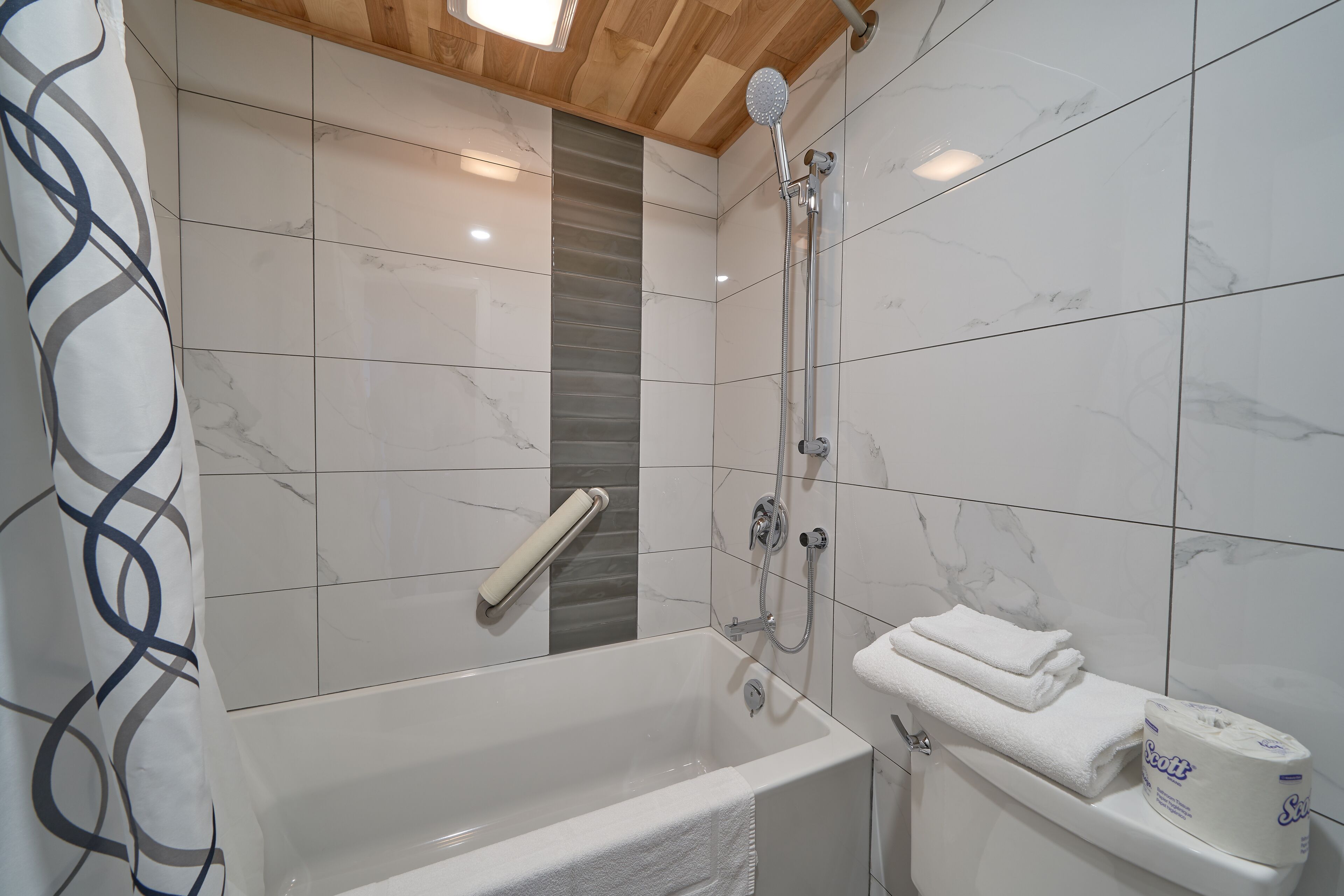 free toiletries, hair dryer, towels