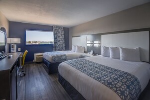 Room, 2 Queen Beds, Non Smoking, Refrigerator & Microwave | In-room safe, desk, blackout drapes, iron/ironing board