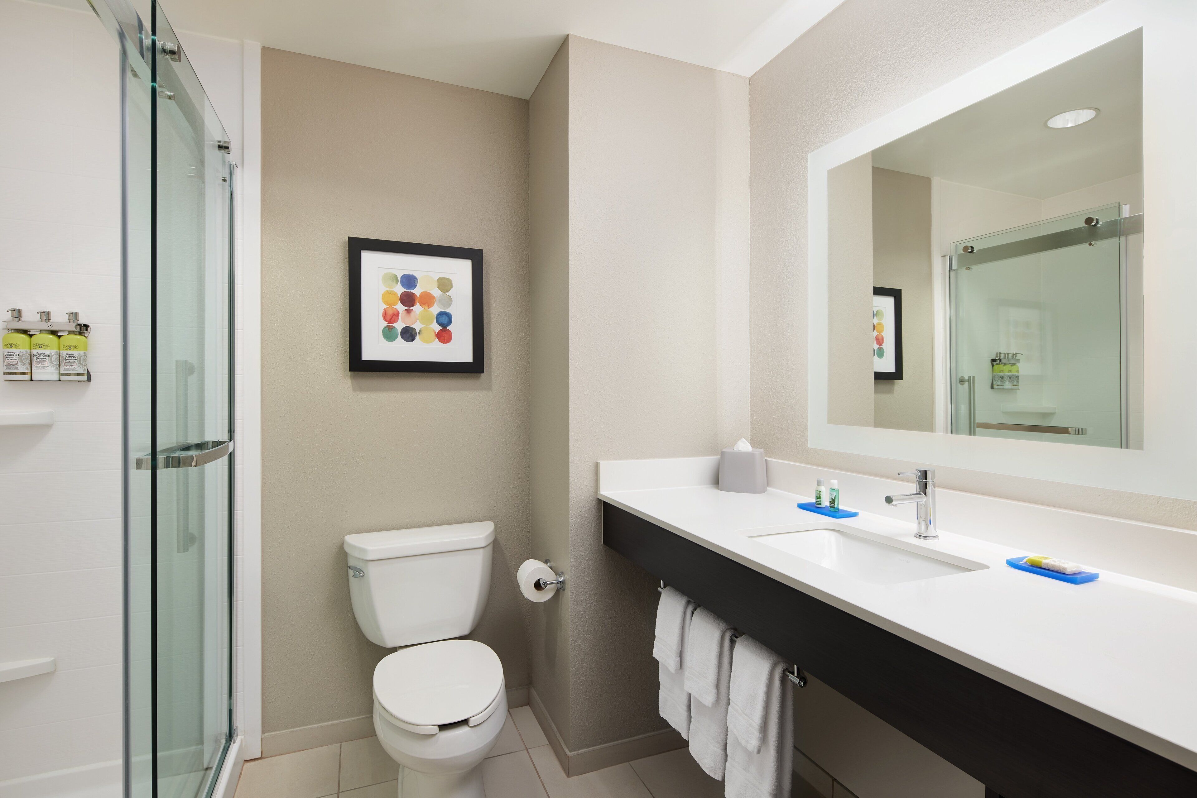 free toiletries, hair dryer, towels, soap