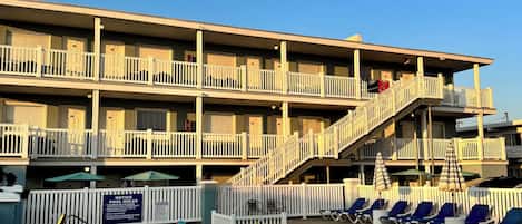 Seasonal outdoor pool, open 10 AM to 7 PM, sun loungers