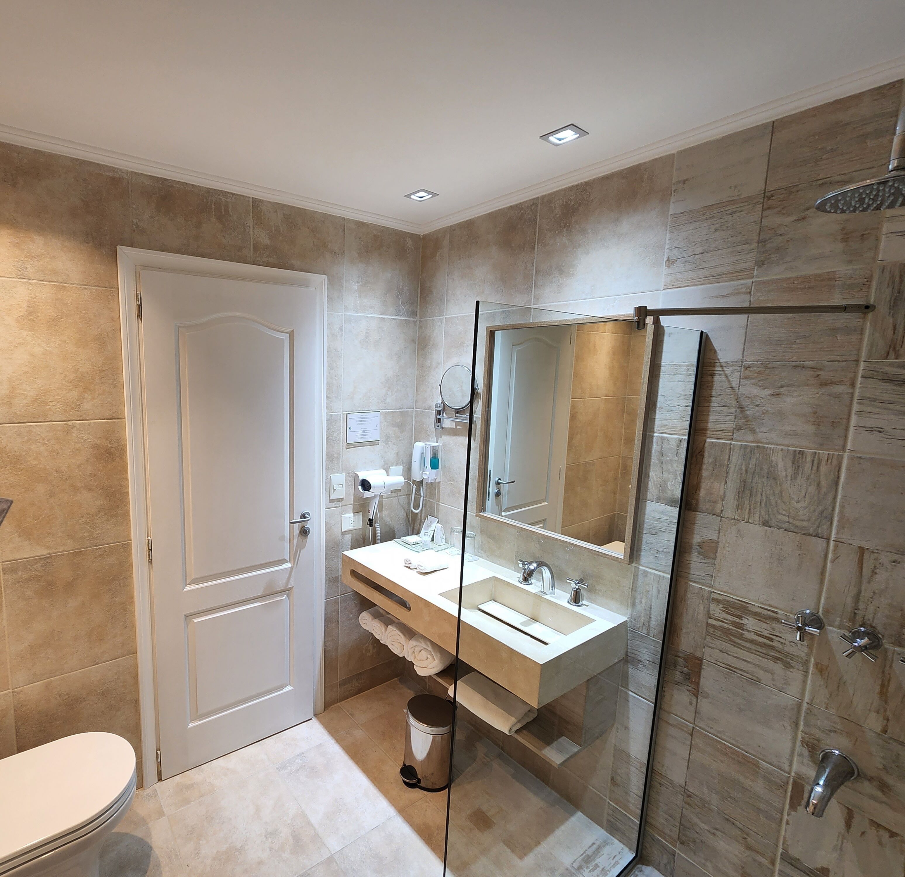 shower, free toiletries, hair dryer, bathrobes