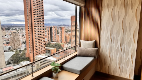 In-room safe, individually furnished, desk, laptop workspace. Tequendama Suites Bogota