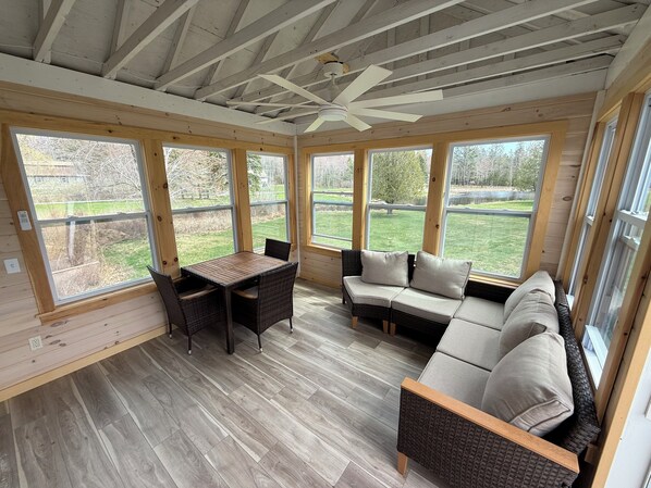 Cottage, 2 Bedrooms, Fireplace, Lake View | Terrace/patio - Eden Village Motel & Cottages (Bar Harbor)