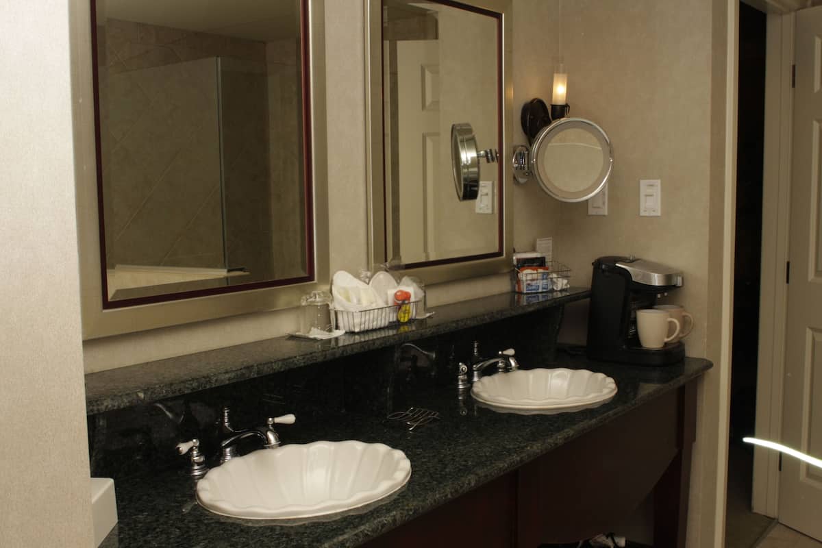 superior room | bathroom | designer toiletries, hair dryer, towels, soap