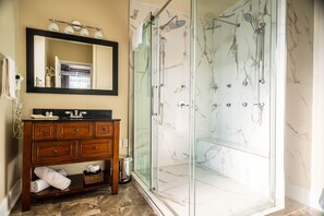 The Windsor Room | Bathroom | Designer toiletries, hair dryer, towels, soap