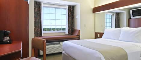 Pillowtop beds, desk, laptop workspace, blackout drapes