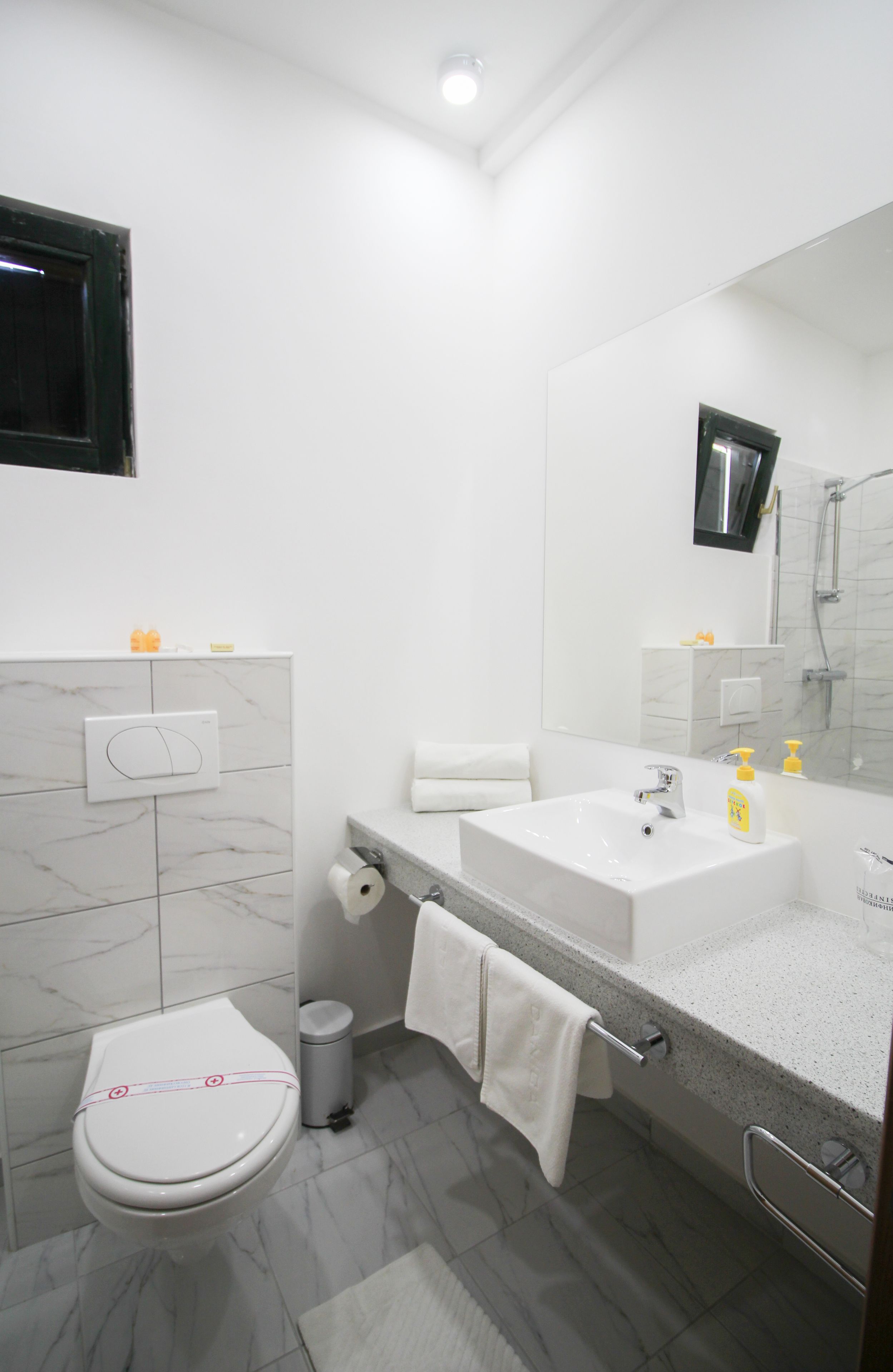 free toiletries, hair dryer, towels