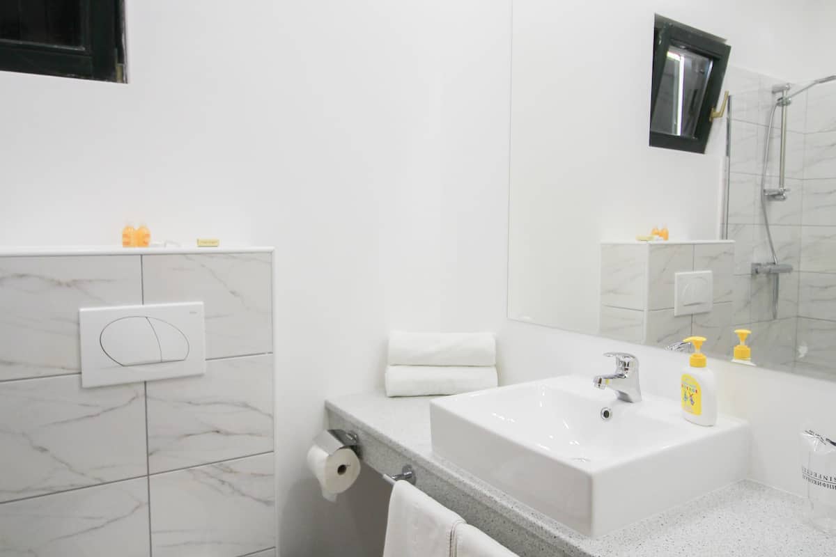 free toiletries, hair dryer, towels