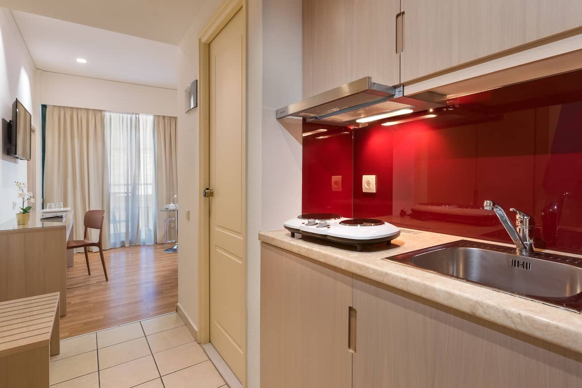 city studio, 2 single beds, city view | private kitchenette | fridge
