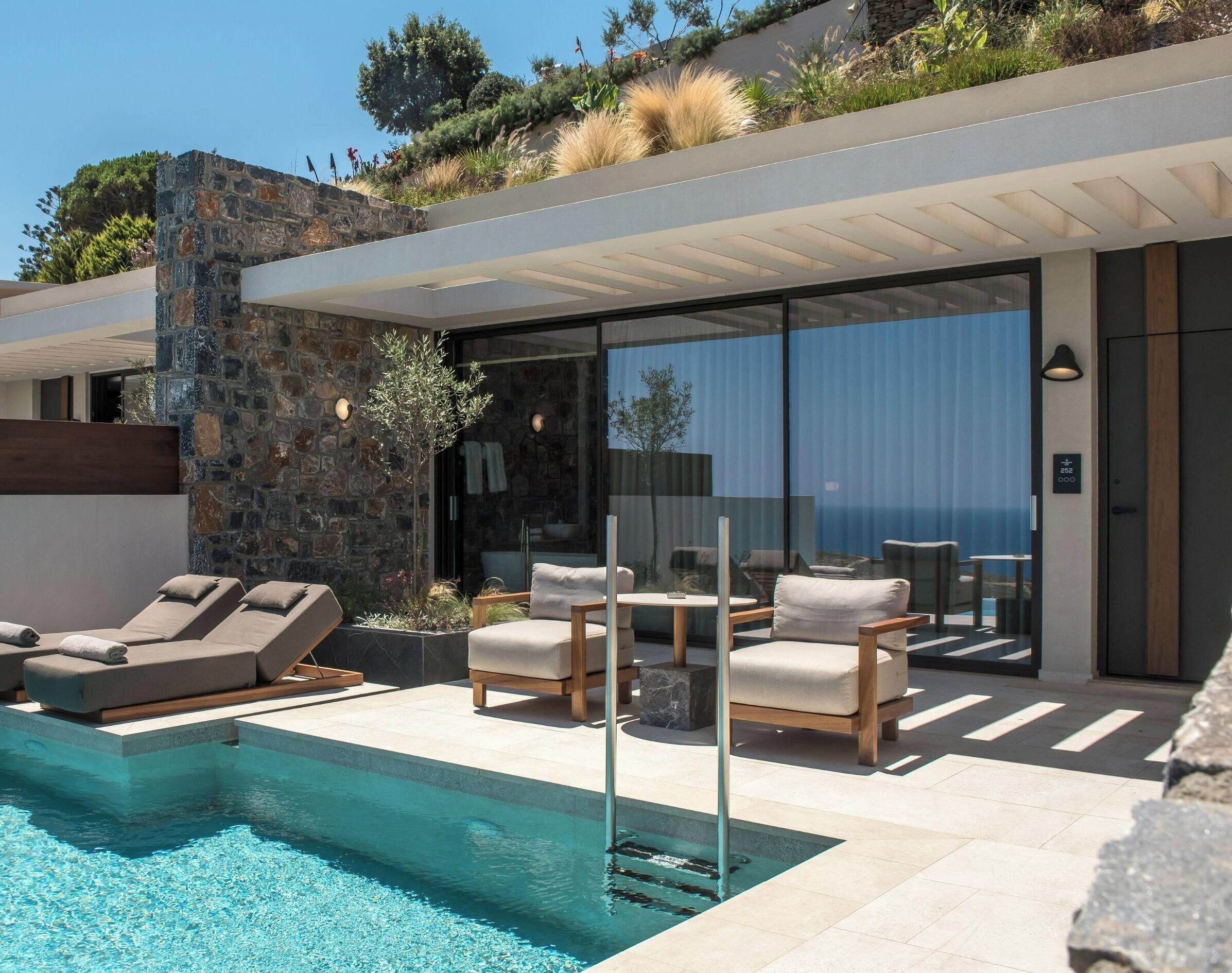 Cave Suite with Heated Private Pool, Sea View | Sábanas italianas Frette y ropa de cama de alta calidad 