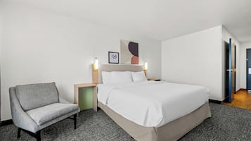 1 bedroom, desk, blackout curtains, iron/ironing board