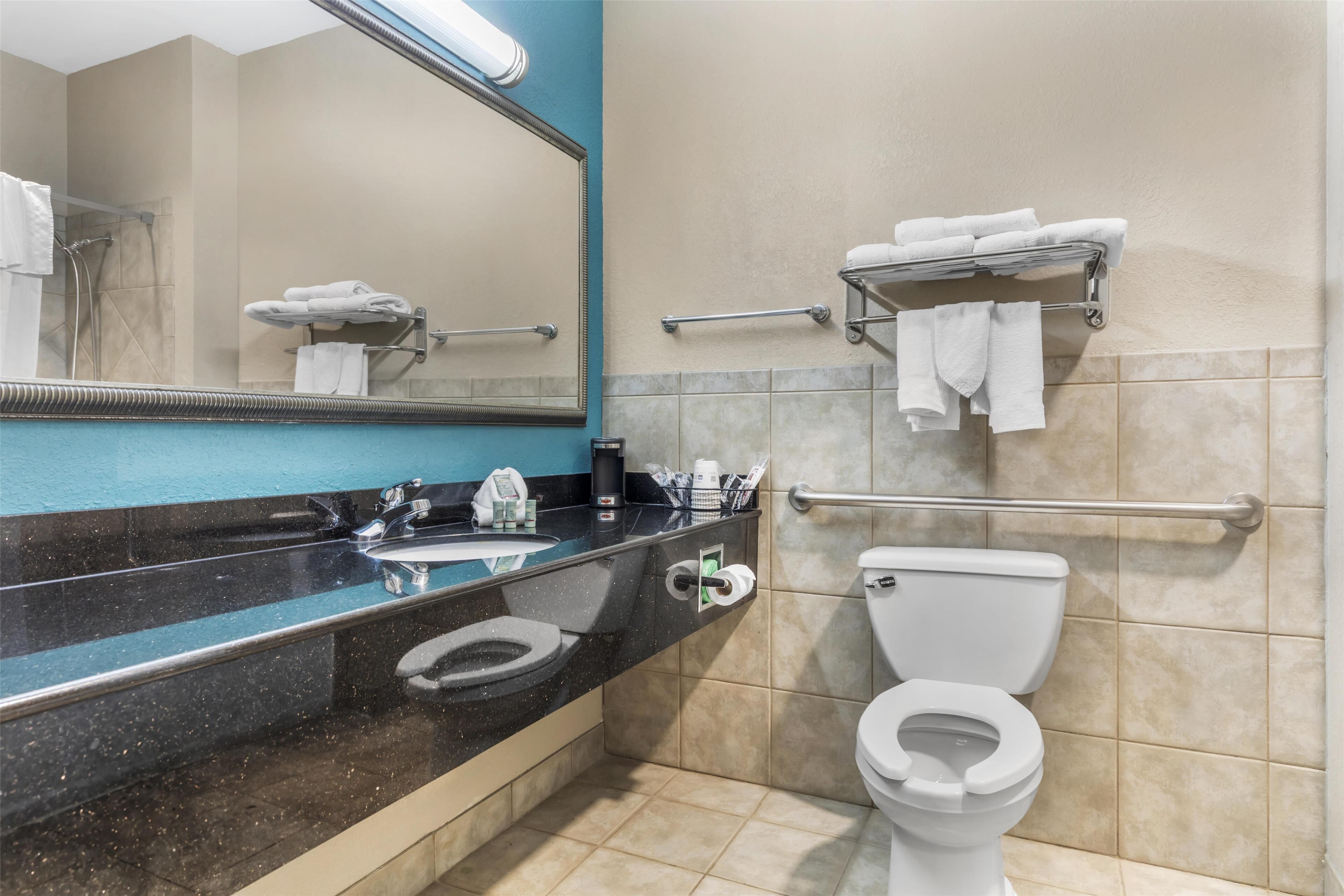 standard room, 2 queen beds, accessible, bathtub | bathroom | free toiletries, hair dryer, towels, toilet paper