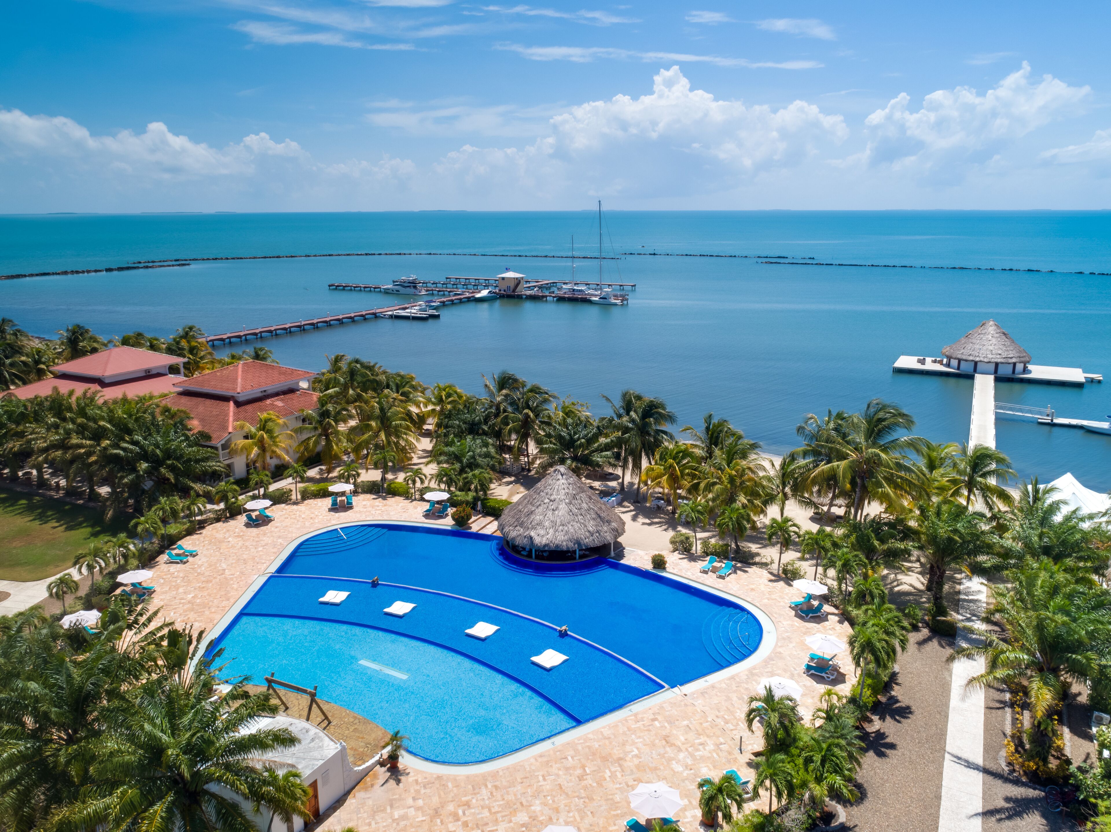 outdoor pool, pool umbrellas, pool loungers