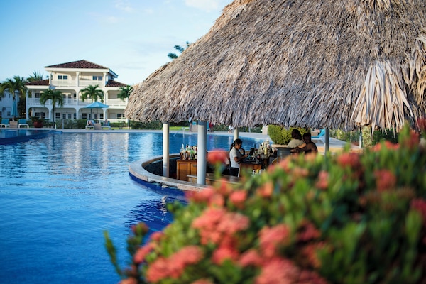 Outdoor pool, pool umbrellas, pool loungers