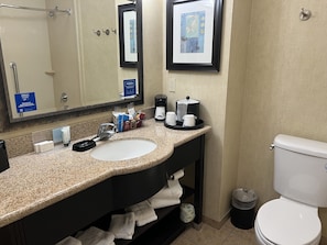 Two Queen Beds, Non-Smoking | Bathroom | Combined shower/tub, free toiletries, hair dryer, towels