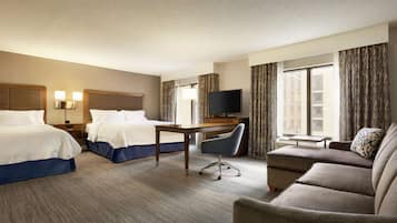 Studio Suite, 2 King Beds with Sofabed | Living area | 42-inch LCD TV with cable channels, TV, pay movies