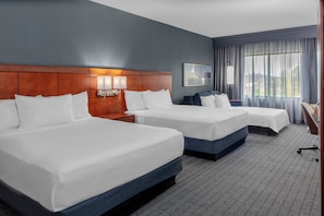 Pillow-top beds, desk, blackout curtains, iron/ironing board