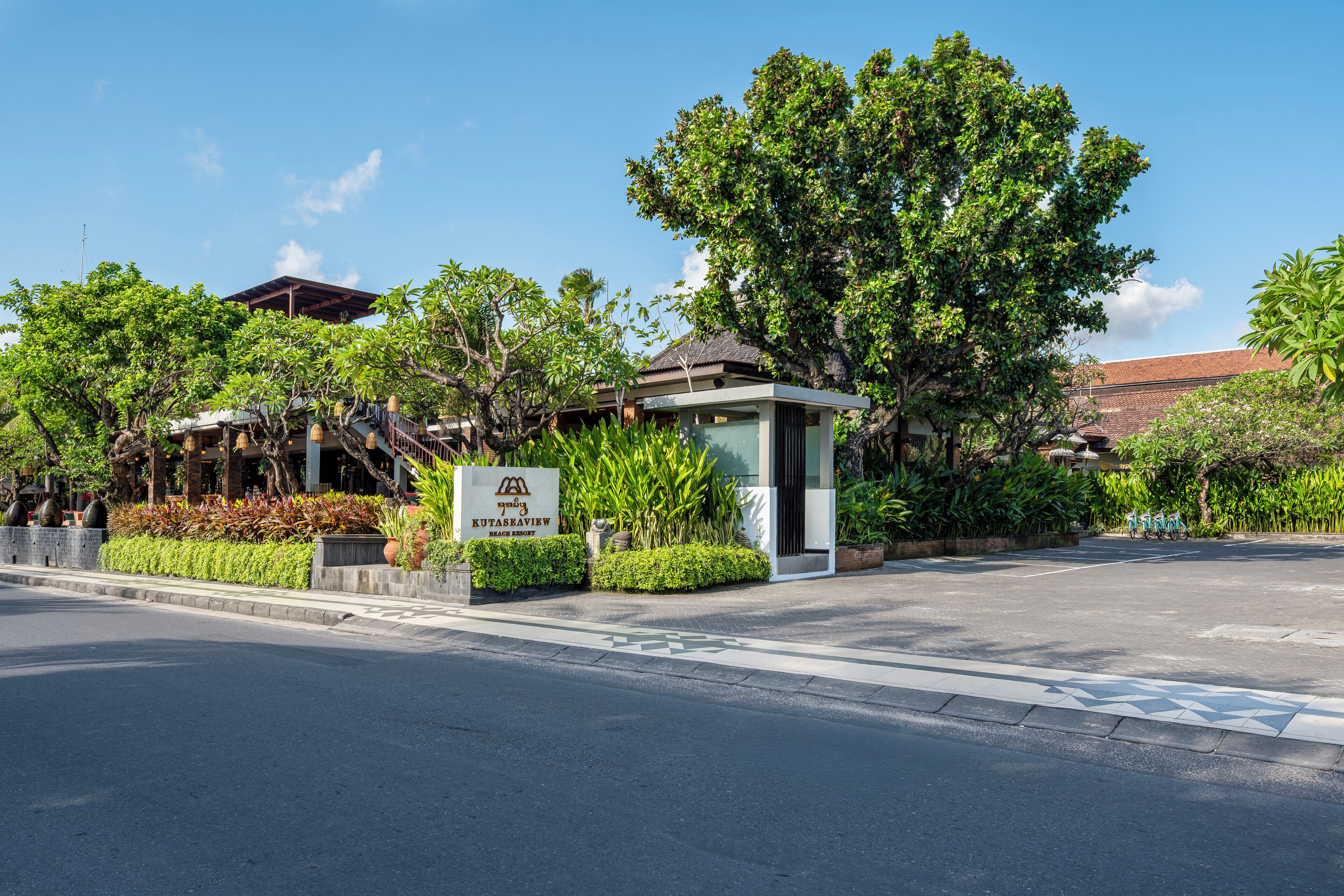 A modern building with a sign reading "Kutaseview Resort."