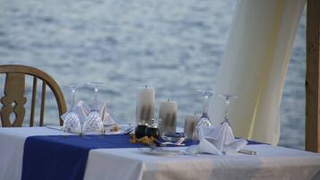 Private beach, white sand, sun loungers, beach umbrellas