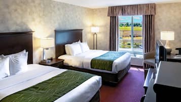 Premium bedding, pillowtop beds, desk, iron/ironing board