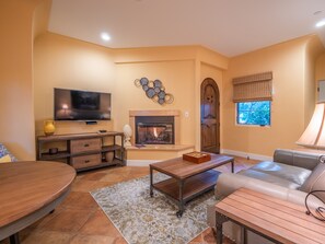Luxury Villa Suite 1 | Living room | LCD TV, fireplace