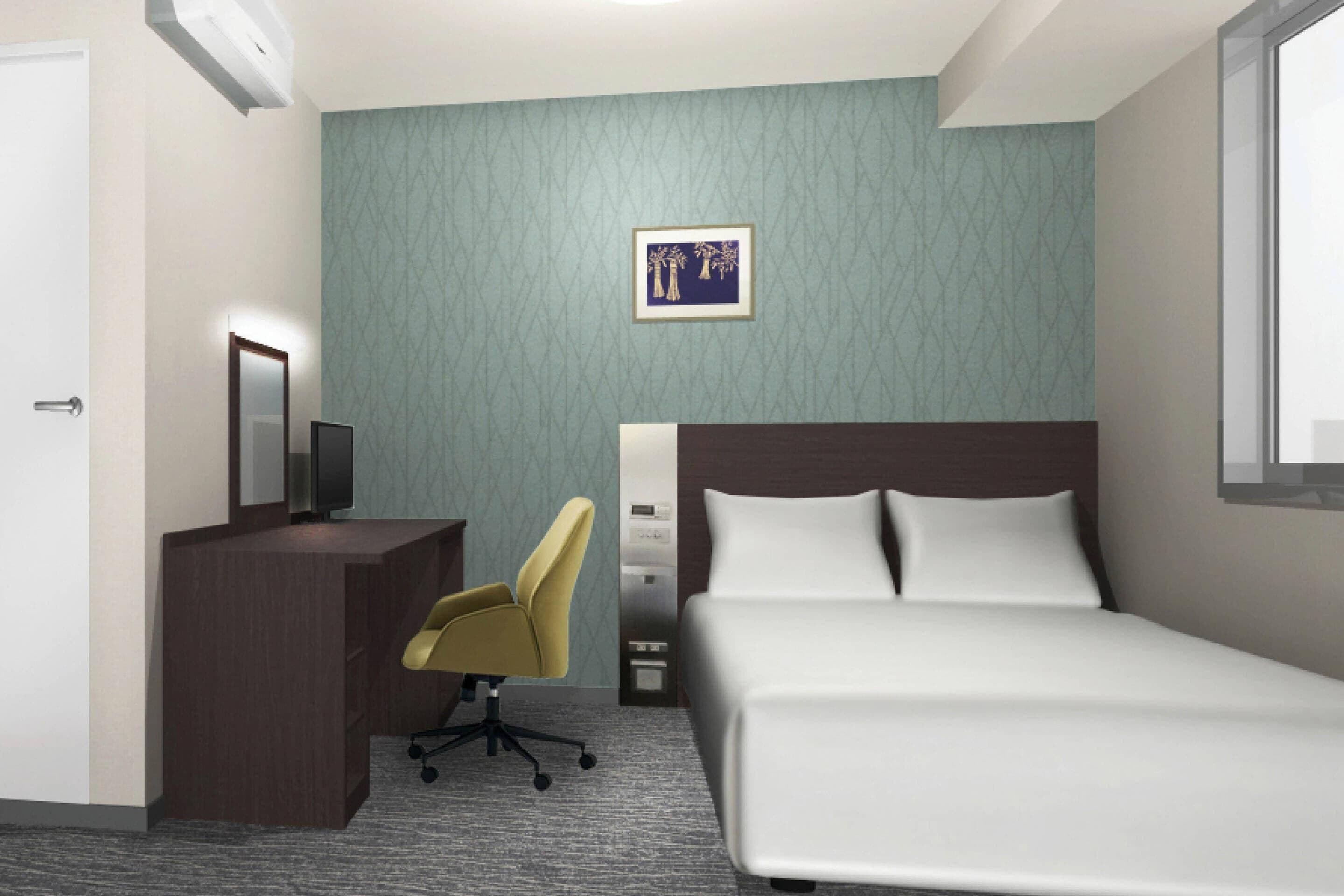 Escritorio, espacio para trabajar con laptop y cortinas blackout 