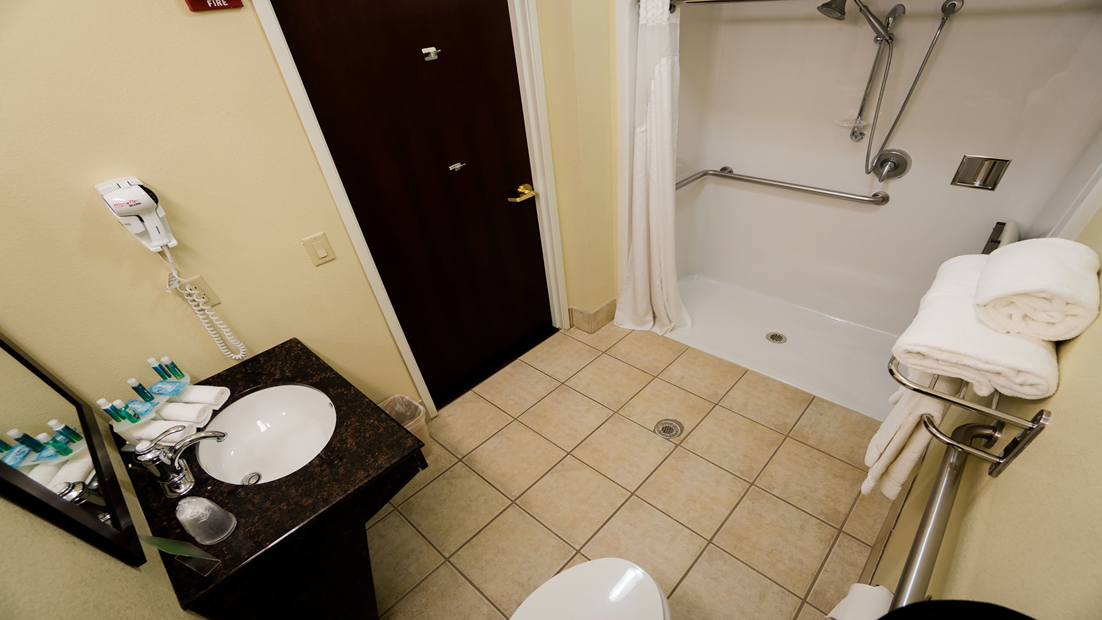 standard room, 1 king bed, mobility accessible (roll-in shower) | in-room safe, desk, iron/ironing board, free rollaway beds