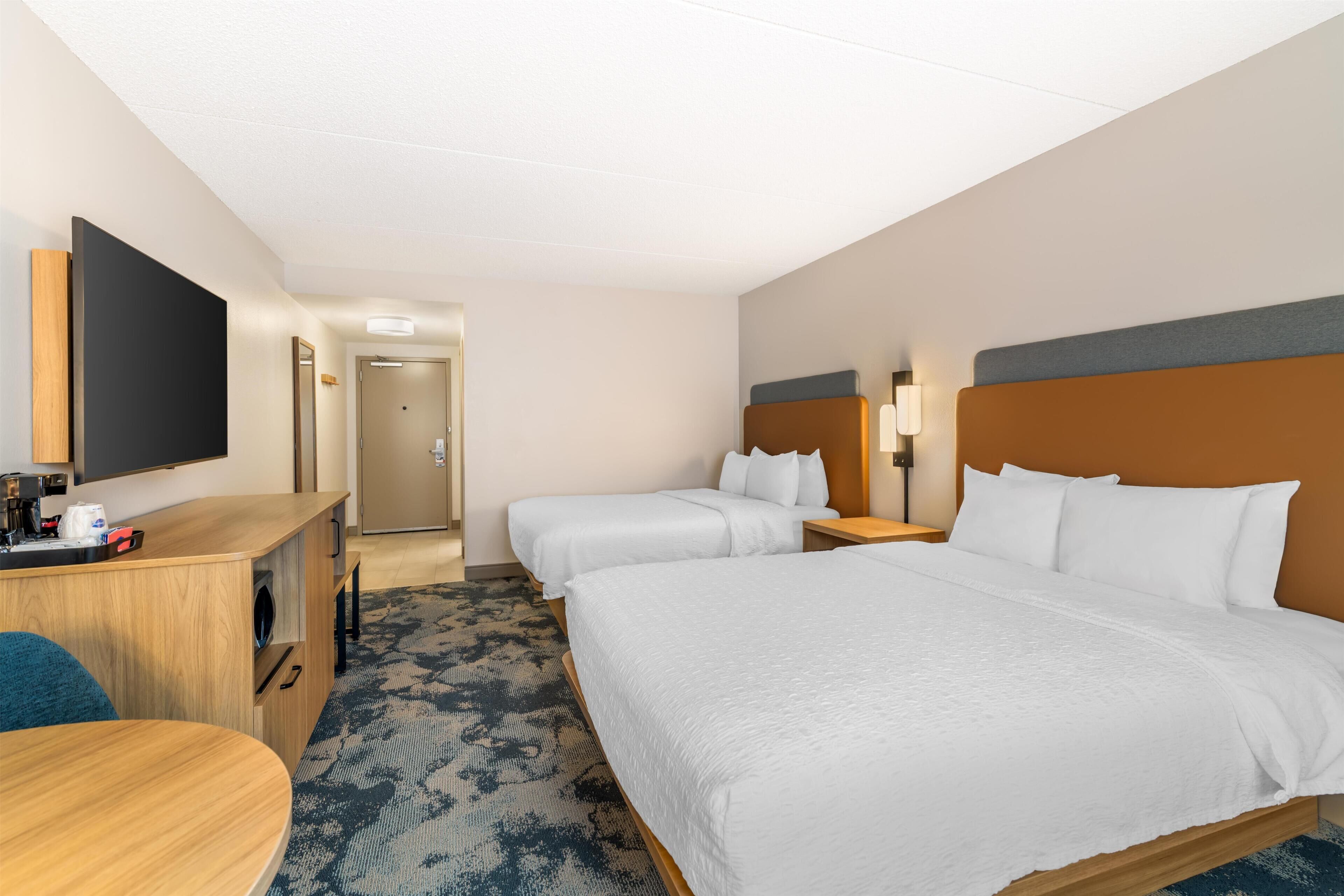 Two Queen Beds | Premium bedding, pillowtop beds, in-room safe, laptop workspace