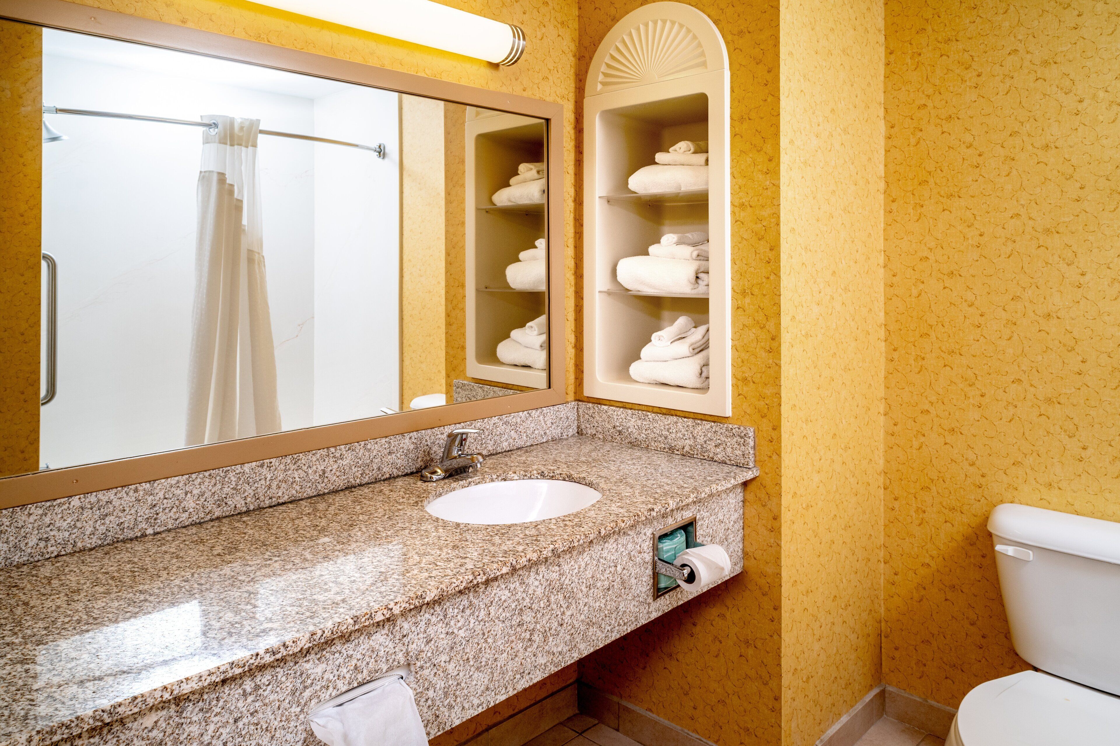 free toiletries, hair dryer, towels