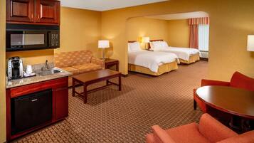 Desk, blackout drapes, iron/ironing board, rollaway beds