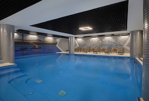 Indoor pool, open 7:00 AM to 10:30 PM, sun loungers