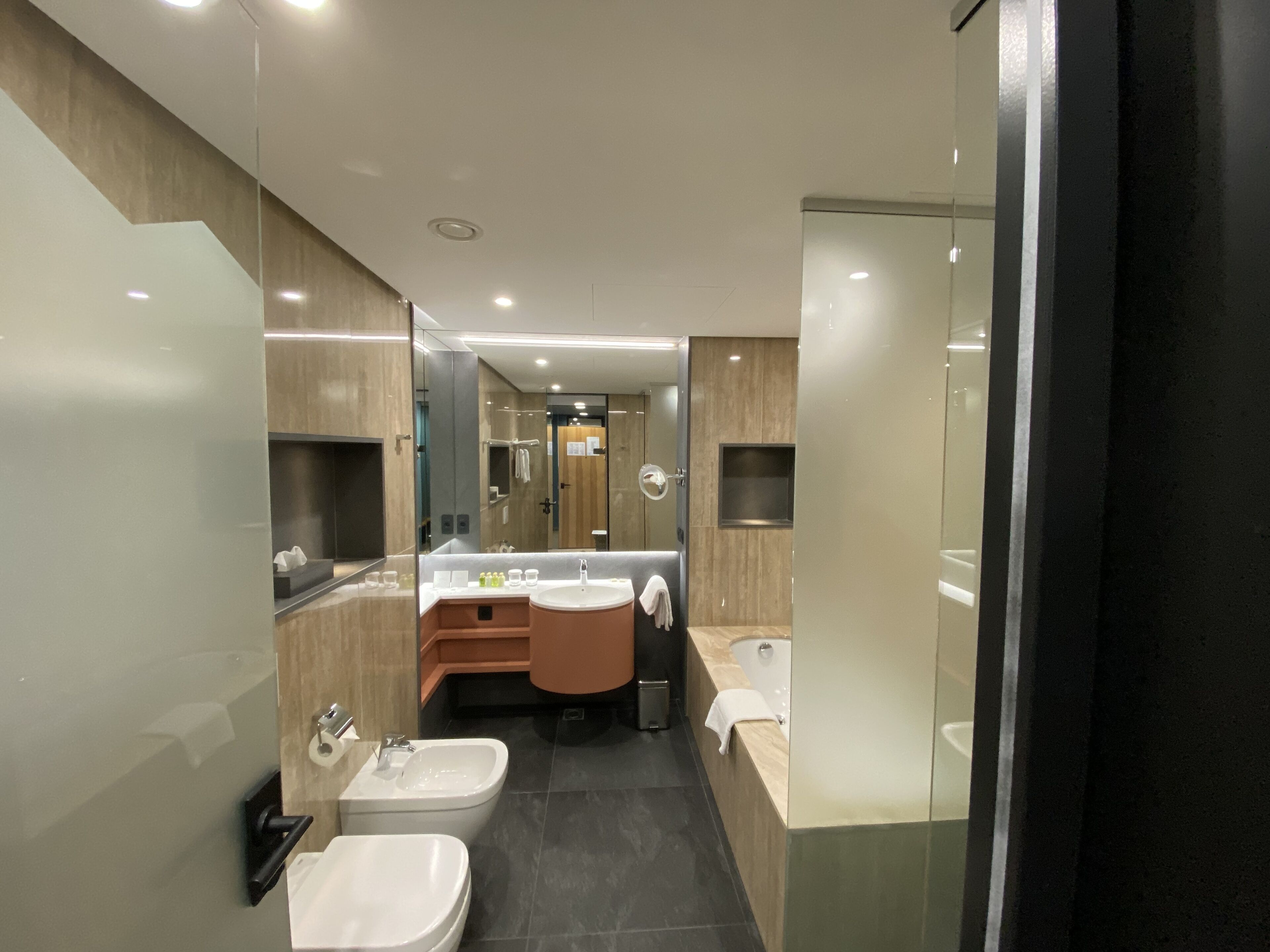 superior double room | bathroom | free toiletries, hair dryer, slippers, towels