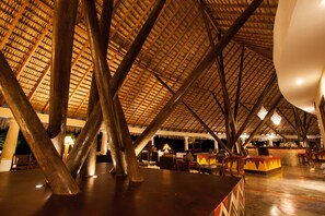 Breakfast, lunch, dinner served; beach views