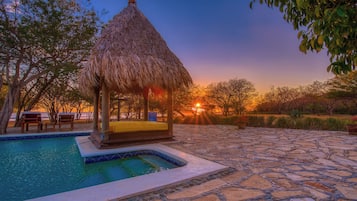 Outdoor pool, pool loungers
