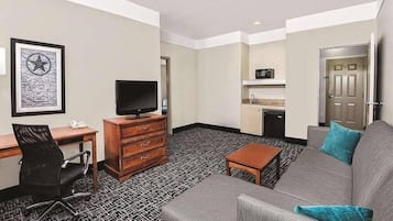 Premium bedding, desk, blackout drapes, iron/ironing board