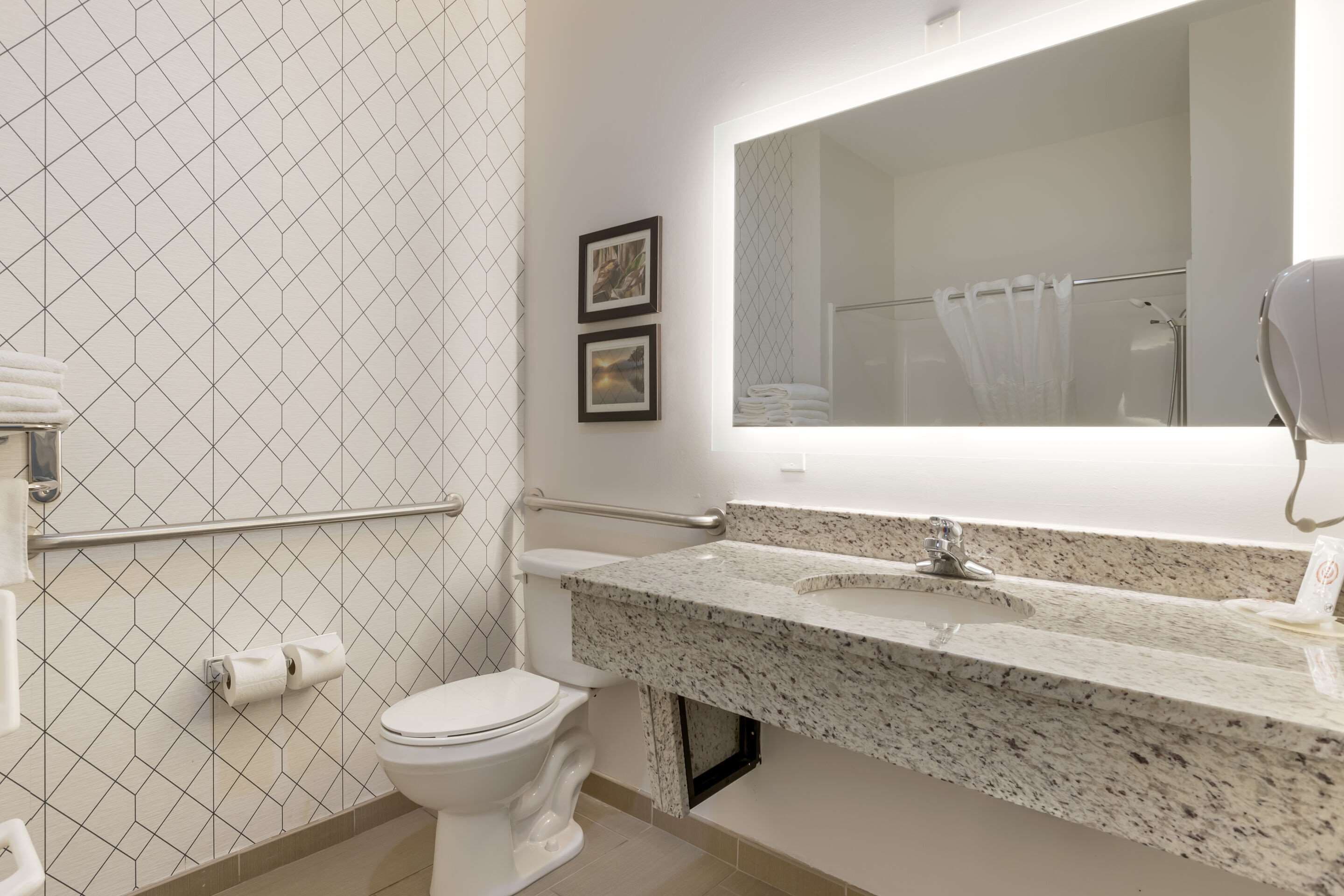 room, 2 queen beds, accessible, non smoking (roll-in shower) | bathroom | free toiletries, hair dryer, towels, soap