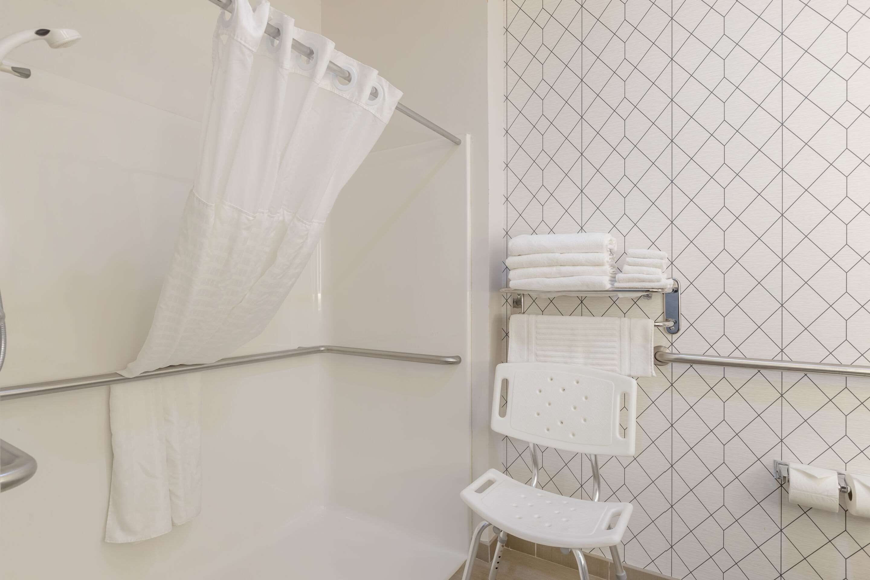 room, 2 queen beds, accessible, non smoking (roll-in shower) | bathroom | free toiletries, hair dryer, towels, soap