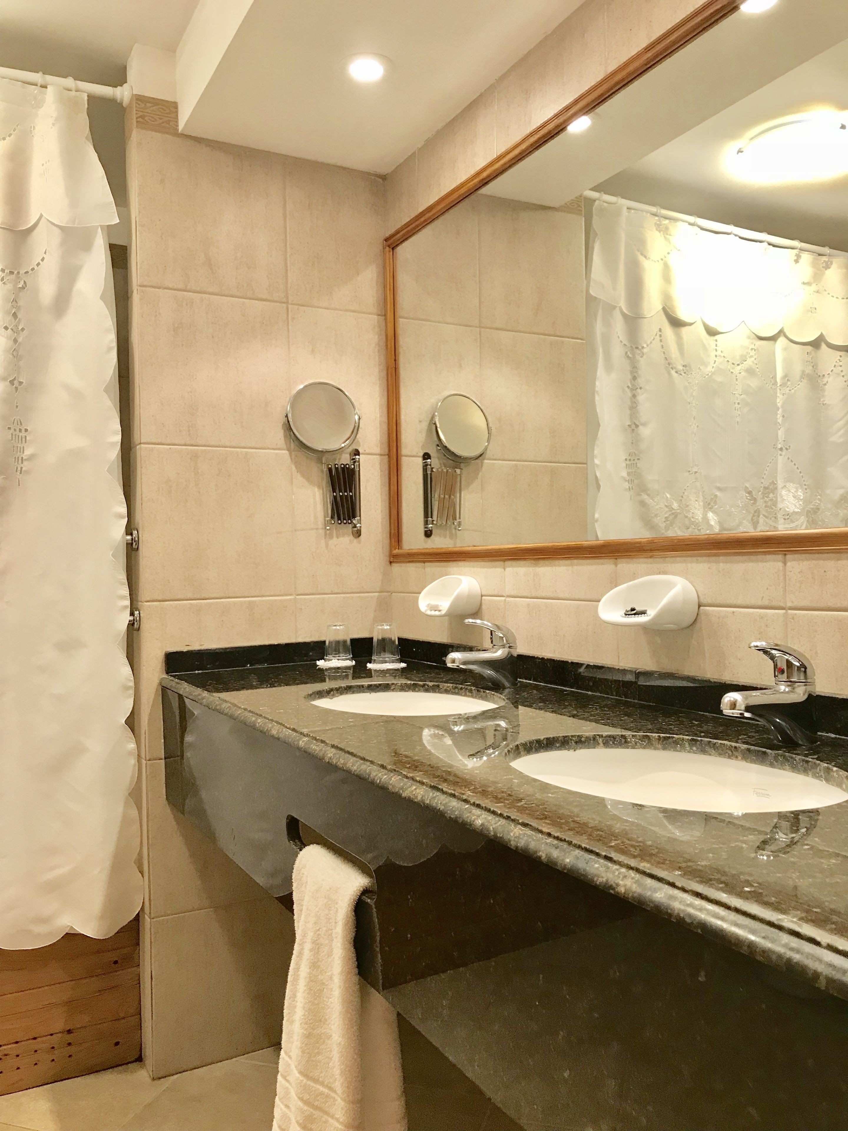 free toiletries, hair dryer, bidet, towels