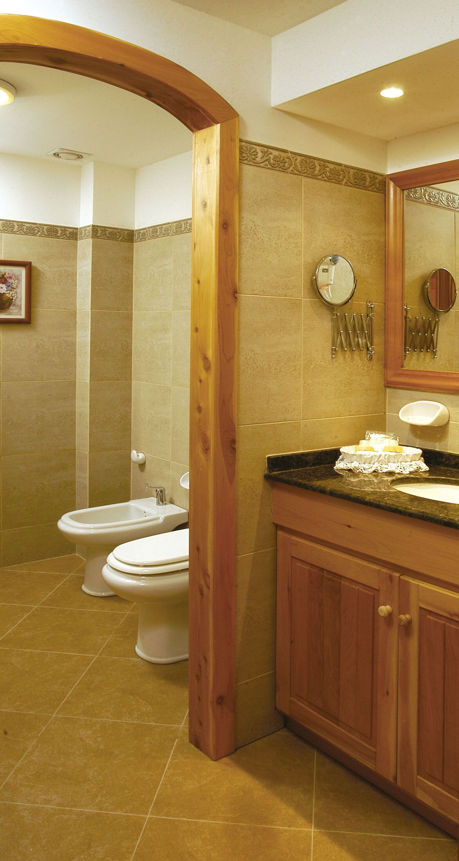 free toiletries, hair dryer, bidet, towels