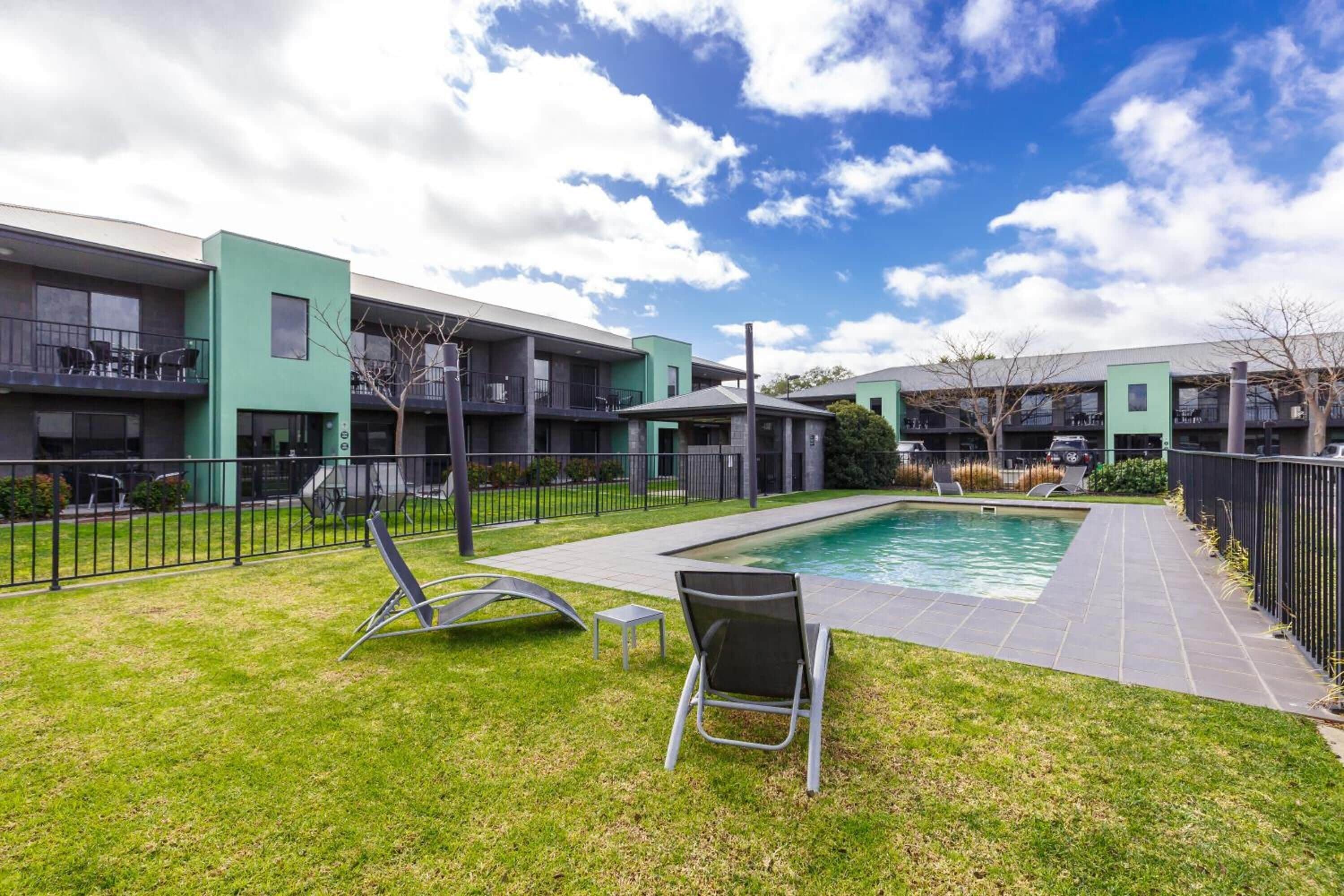 Outdoor pool, sun loungers