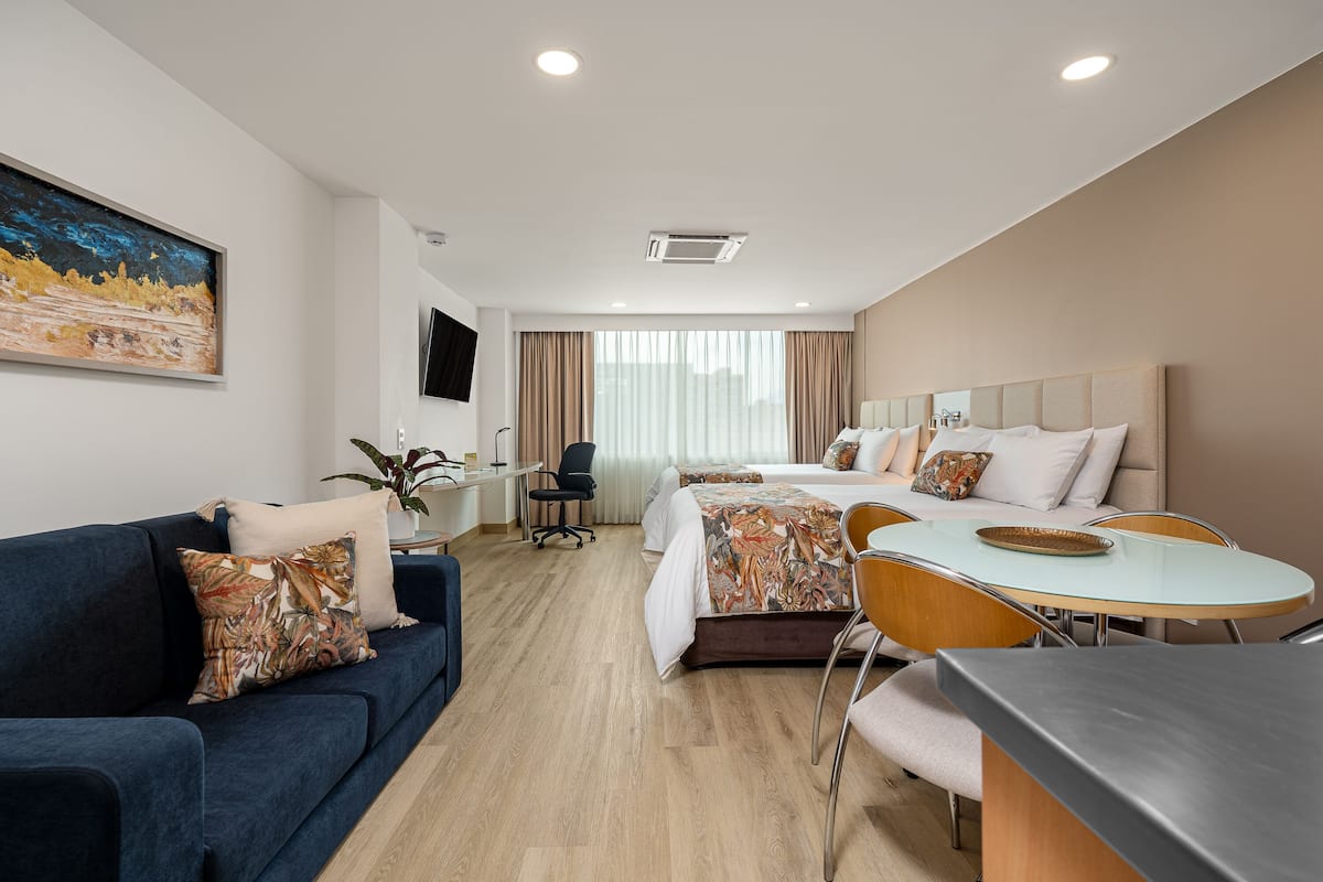 Suite, 2 Double Beds | 1 bedroom, premium bedding, down duvets, in-room safe