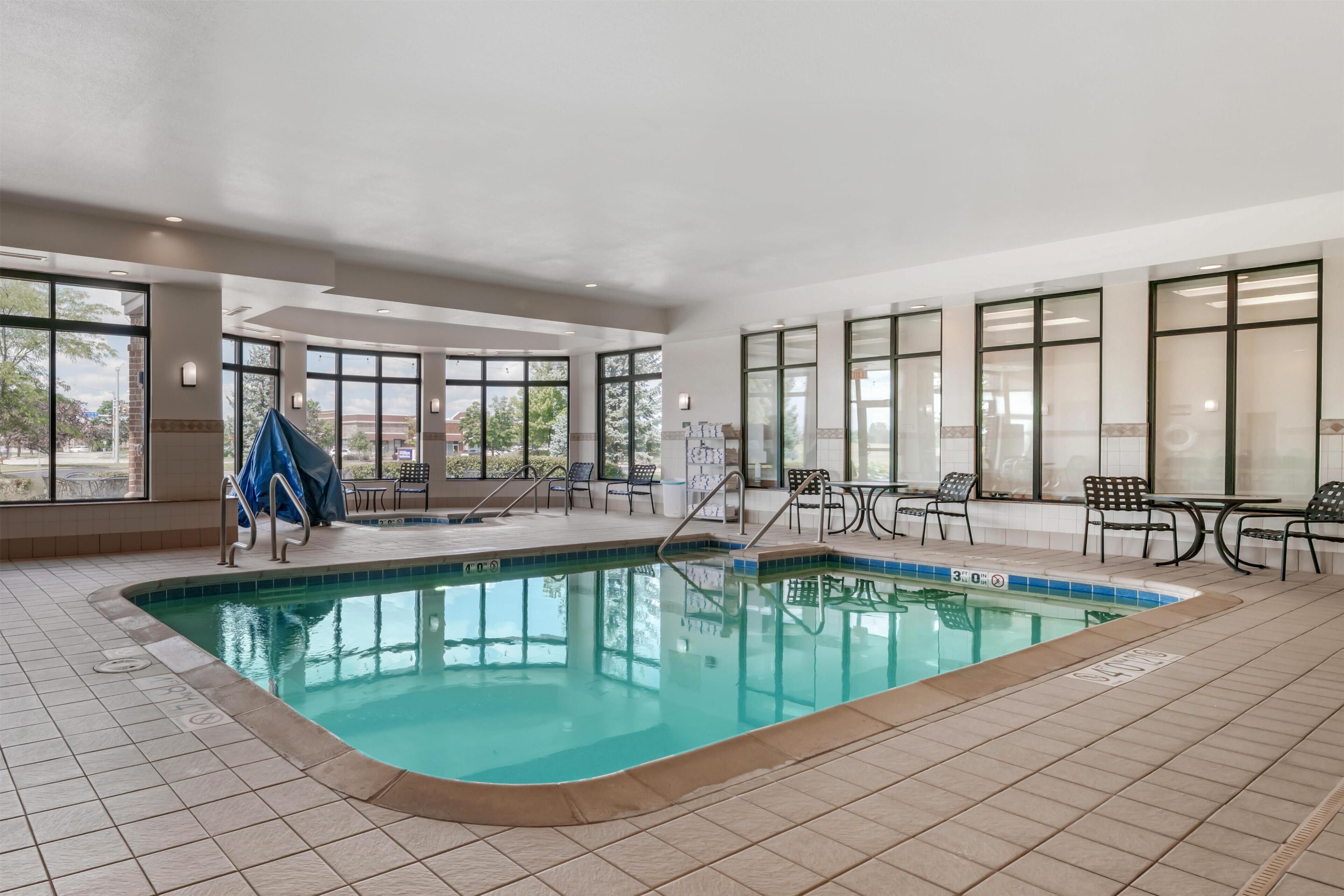 Indoor pool, open 6:00 AM to 10:00 PM, sun loungers
